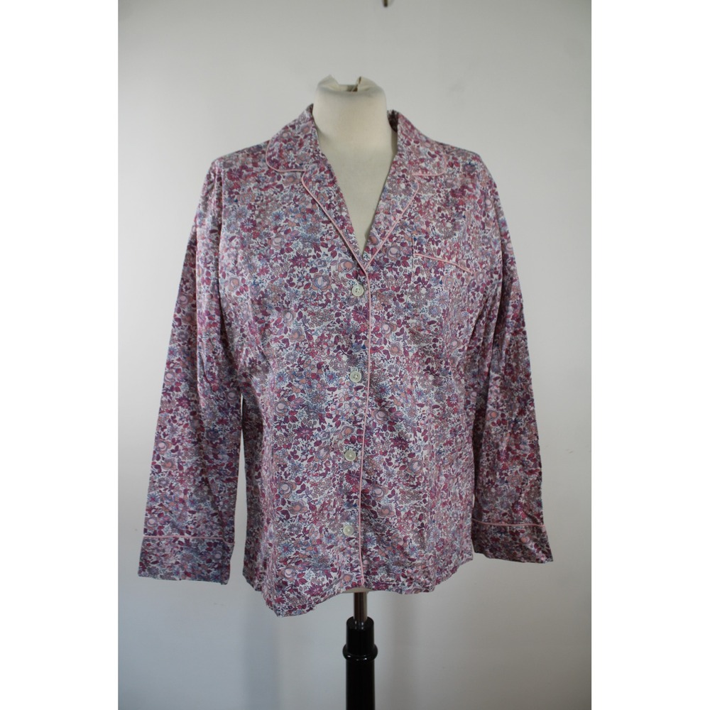 NWT J.Crew XS Pink Liberty Floral Pajama Top Cotton Long Sleeve Button Up AZ991